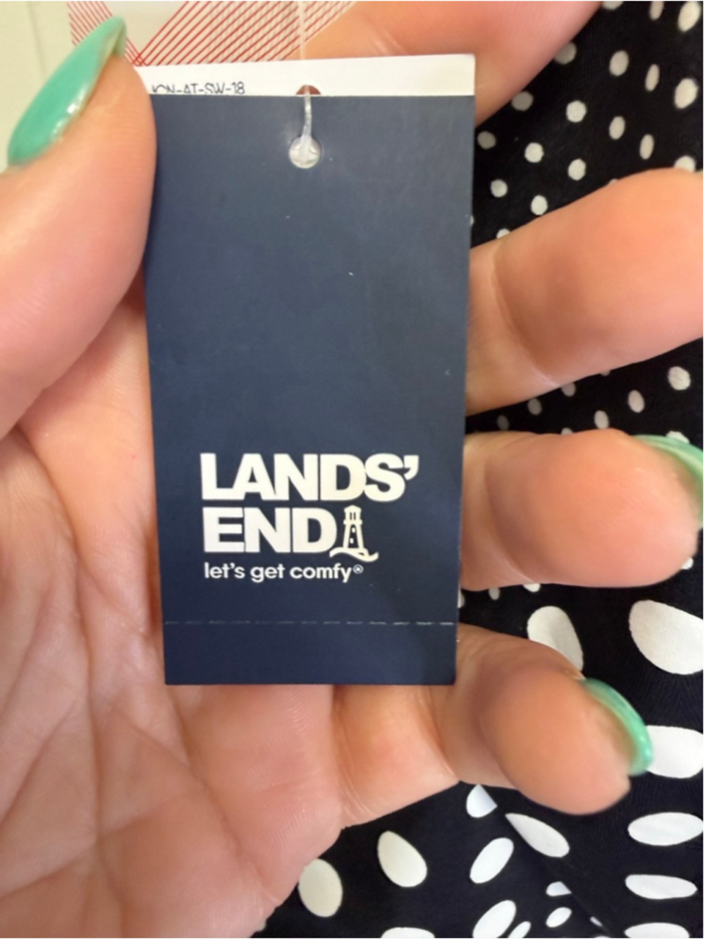 Lands’ End High Neck Tankini Top Size 12 Black White Polka Dot UPF 50 NWT - Picture 7 of 9